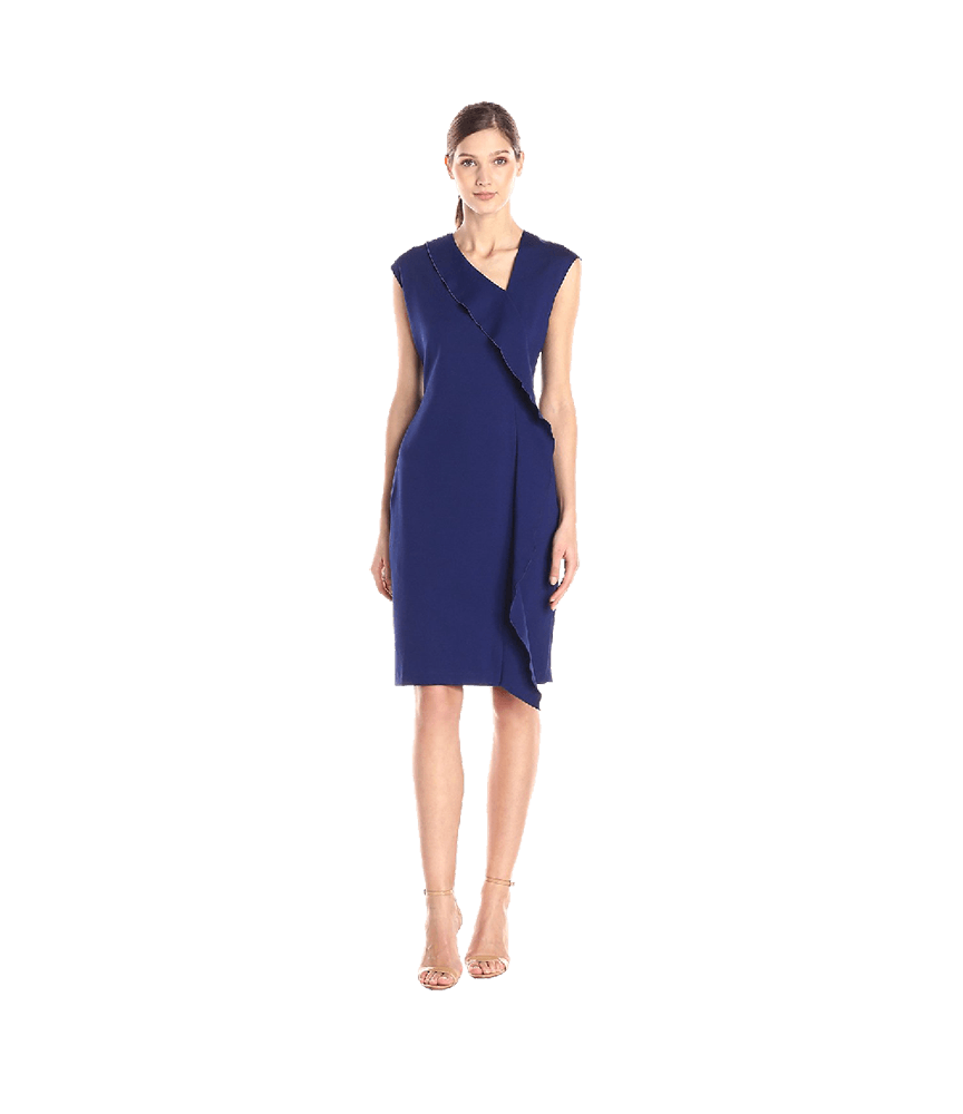 Asymmetrical Neck Ruffle Dress - Image 2